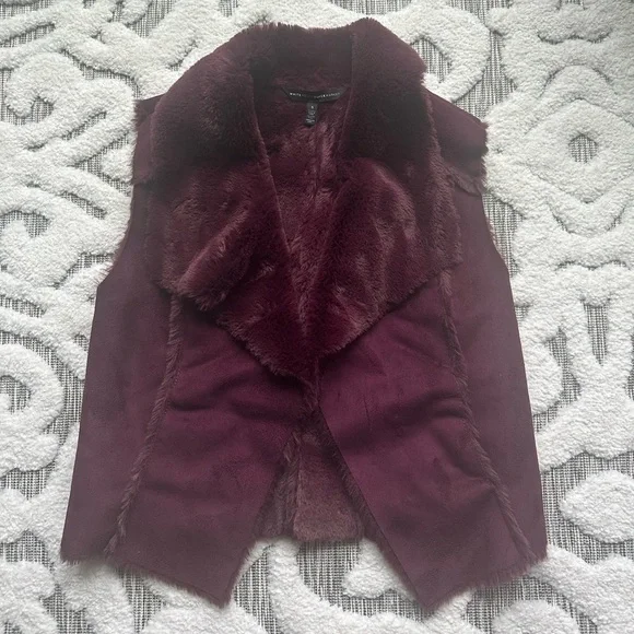 WHBM Wine Fur Vest Sz S - Picture 4 of 6